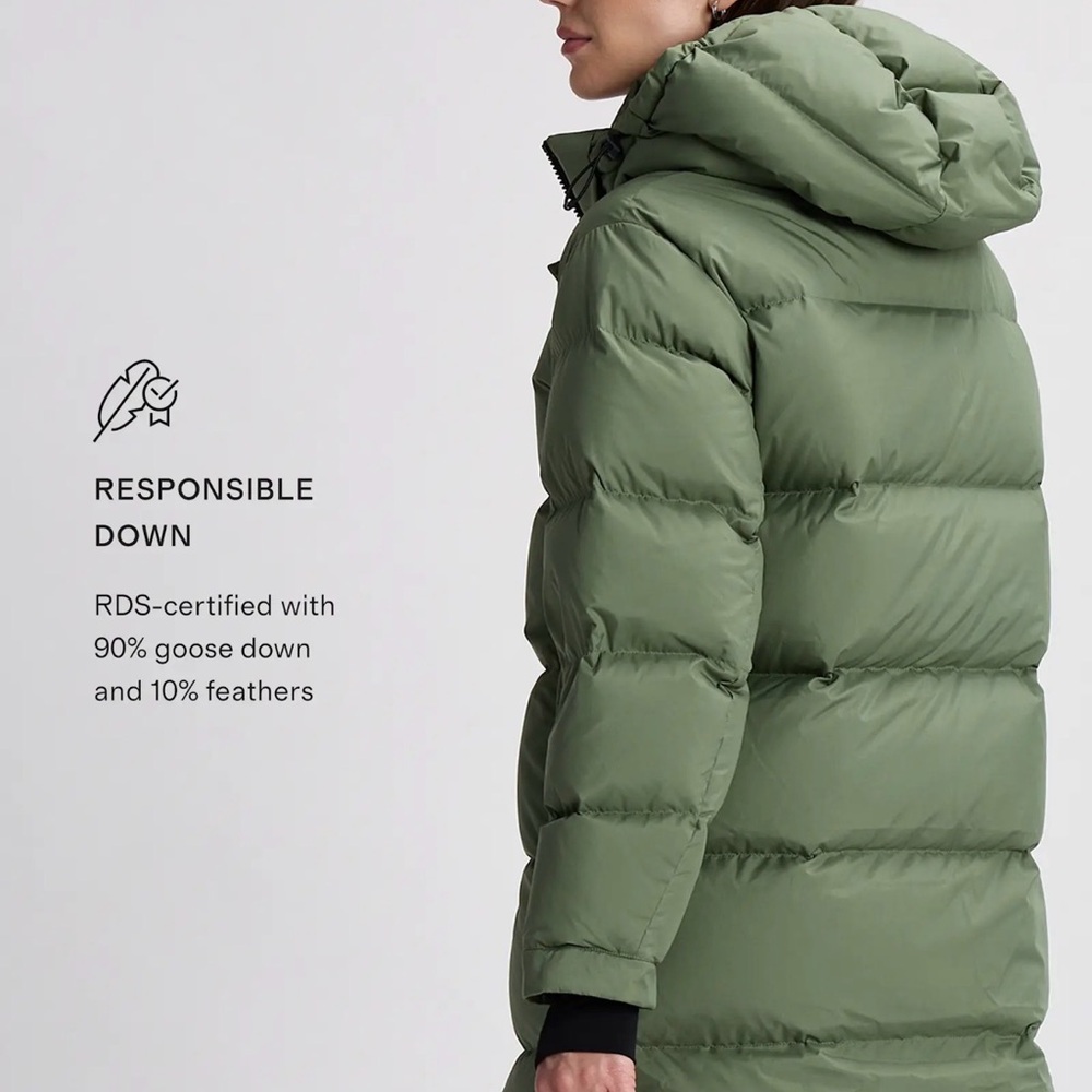 Quince Responsible Down Ling Puffer Coat in Sea Spray Green Size Small 1052 - Picture 4 of 12